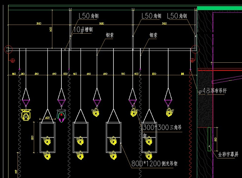 宴會廳燈光立面安裝示意圖